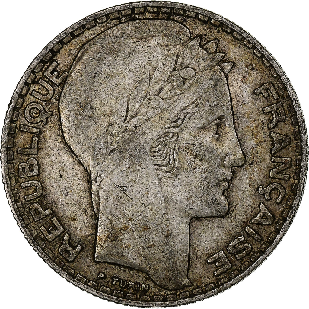 Francia, 10 Francs, Turin, 1934, Paris, Plata, BC+, Gadoury:801