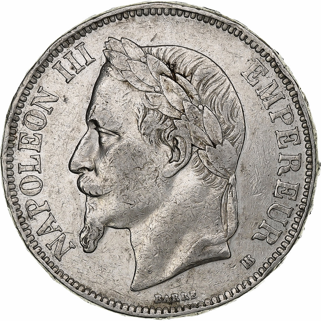 France, Napoleon III, 5 Francs, 1868, Strasbourg, Silver, EF(40-45), Gadoury:739