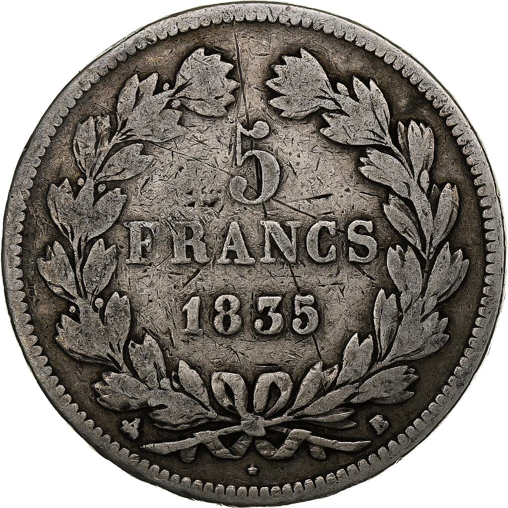 France, Louis-Philippe I, 5 Francs, 1835, Rouen, Argent, TB, Gadoury:678