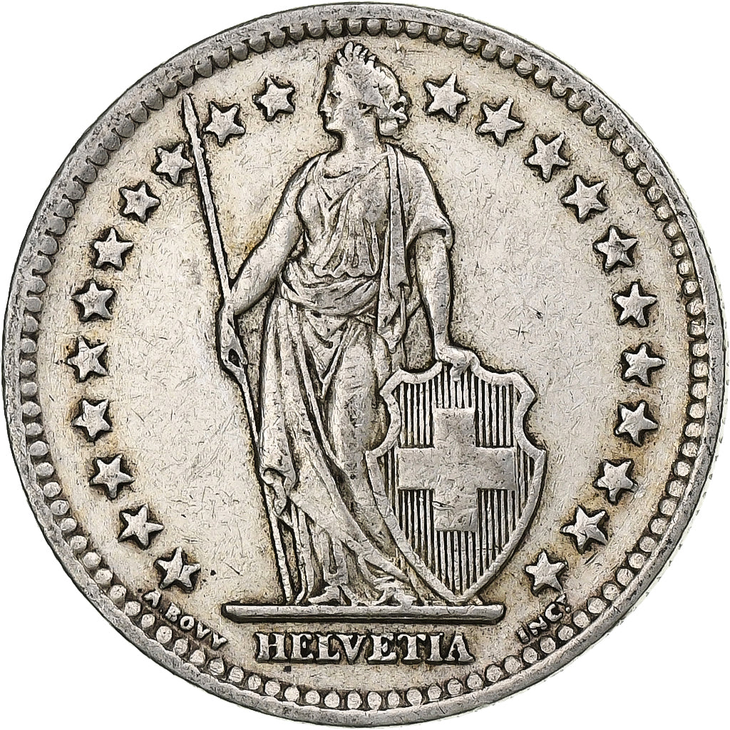 Switzerland, 2 Francs, Helvetia, 1947, Bern, Silver, VF(30-35)