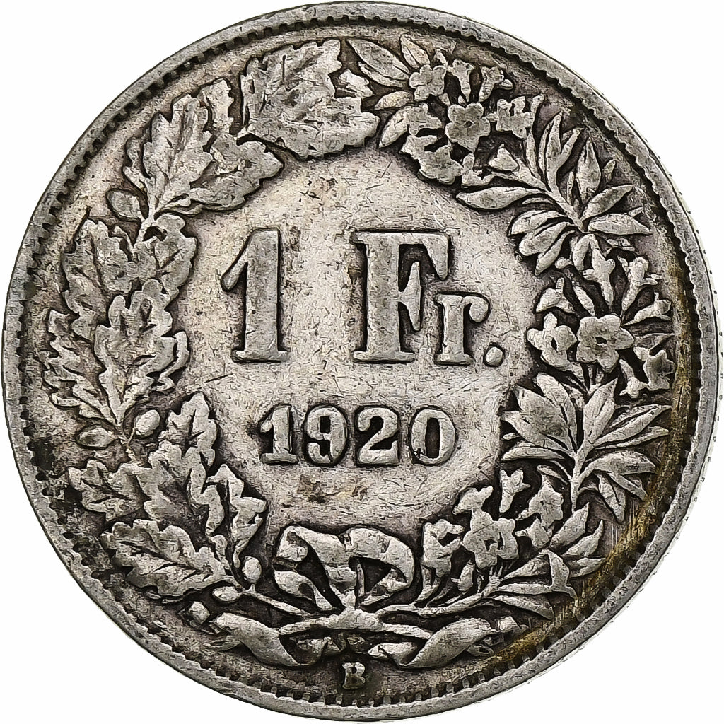 Switzerland, Franc, Helvetia, 1920, Bern, Silver, VF(20-25)