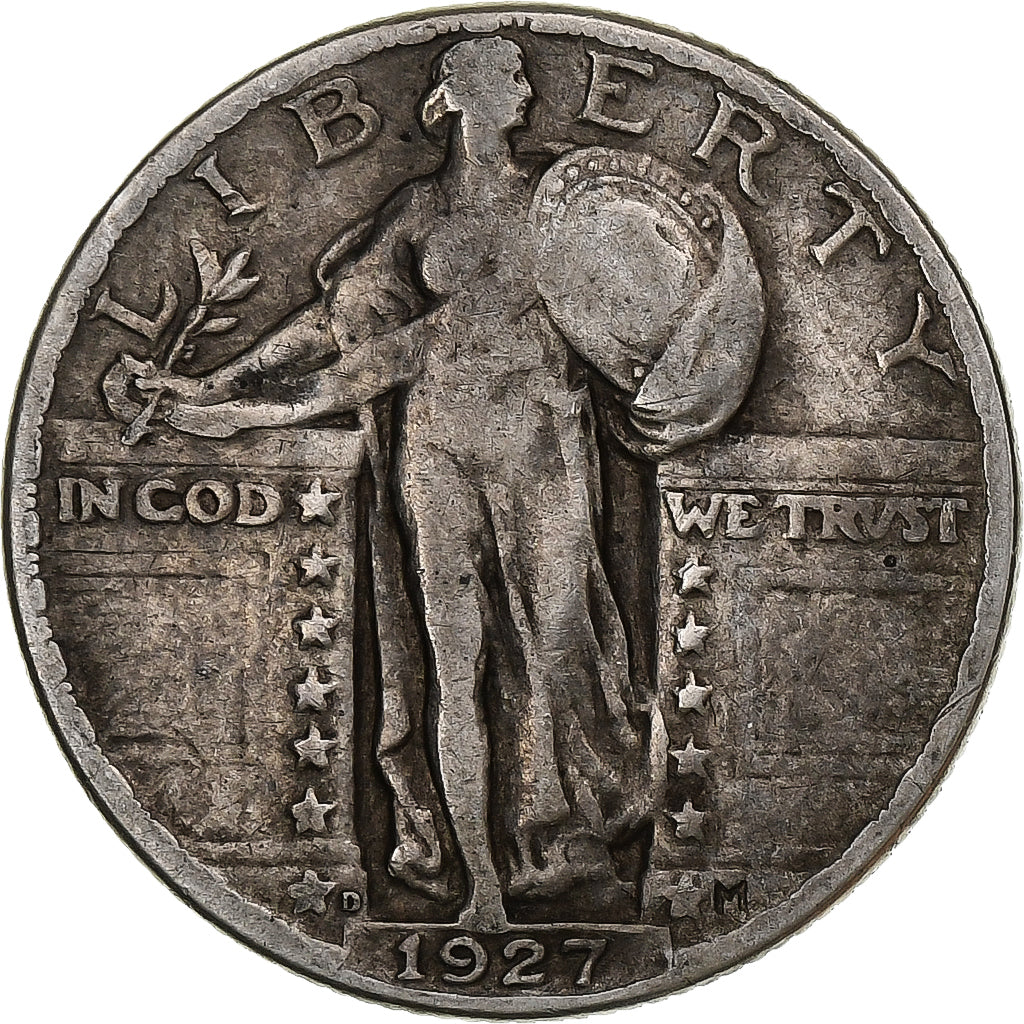 United States, Standing Liberty Quarter, 1927, Denver, Silver, VF(20-25), KM:145