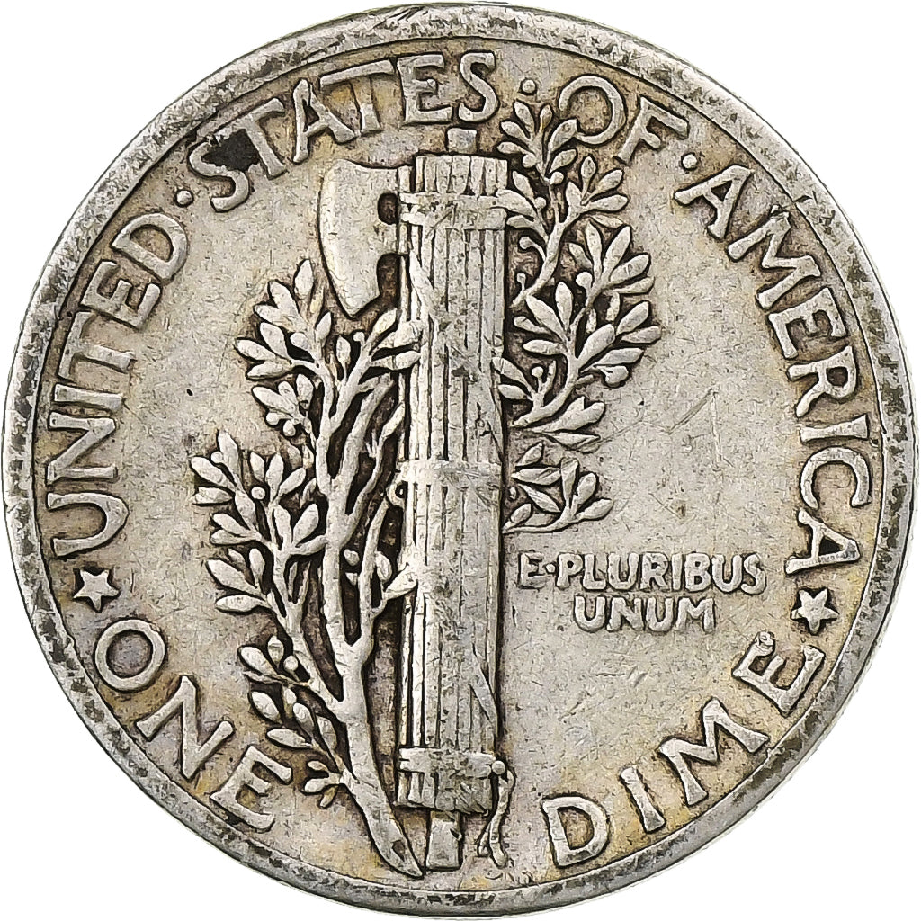Stati Uniti, Mercury Dime, 1938, Philadelphia, Argento, MB+