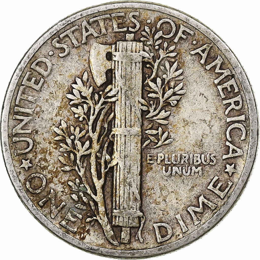 États-Unis, Mercury Dime, 1943, Philadelphie, Argent, TB
