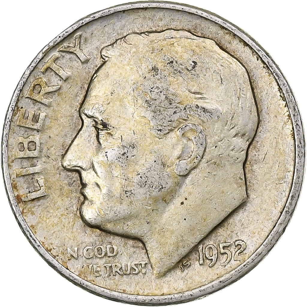 États-Unis, Dime, Roosevelt, 1952, Denver, Argent, TB