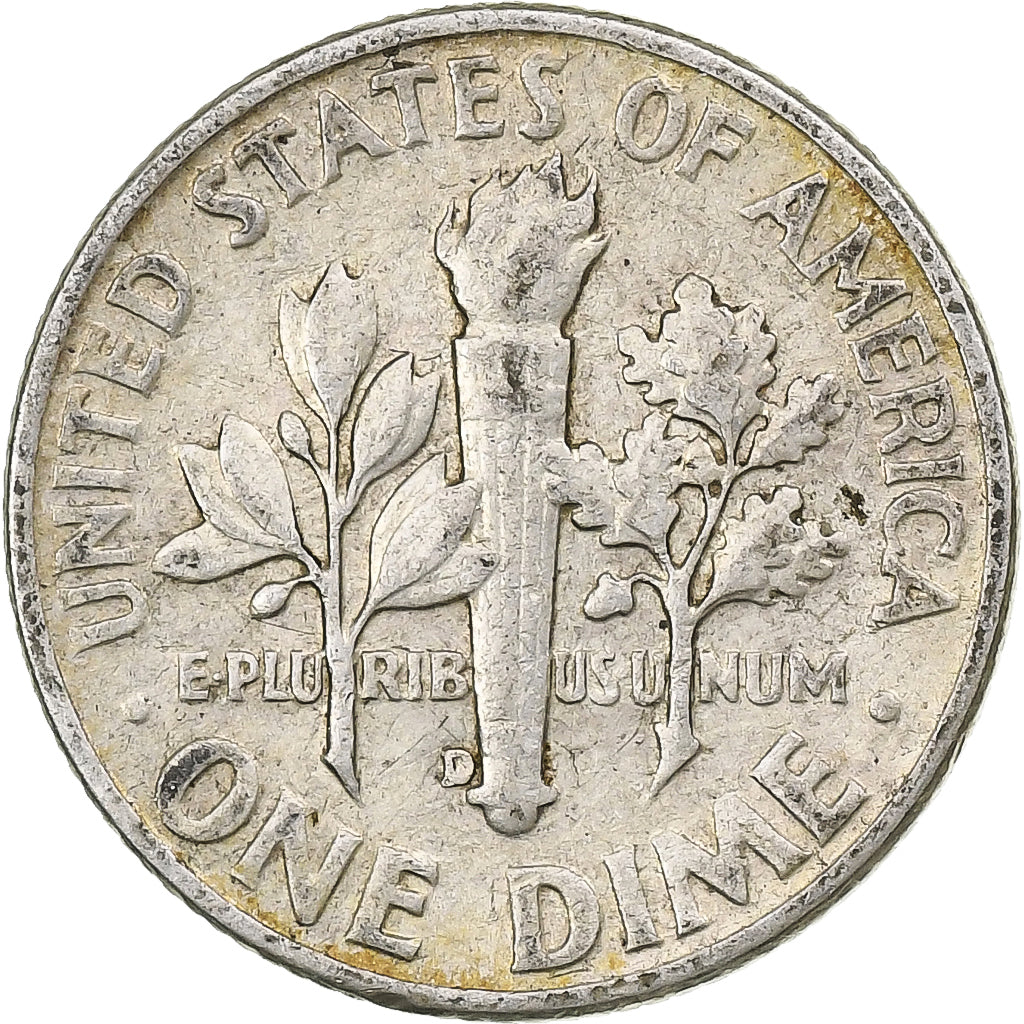 États-Unis, Dime, Roosevelt, 1953, Denver, Argent, TB