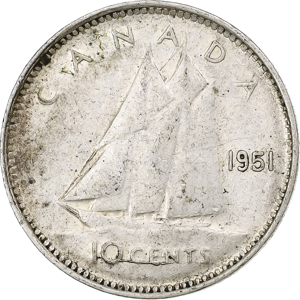 Canada, George VI, 10 Cents, 1951, Ottawa, Zilver, FR, KM:34