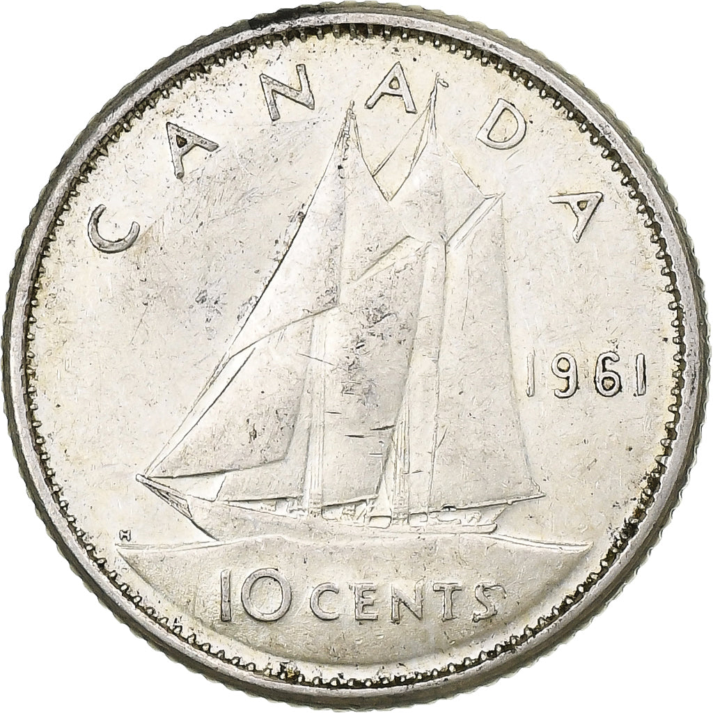 Kanada, Elizabeth II, 10 Cents, 1961, Ottawa, Silber, S+, KM:51