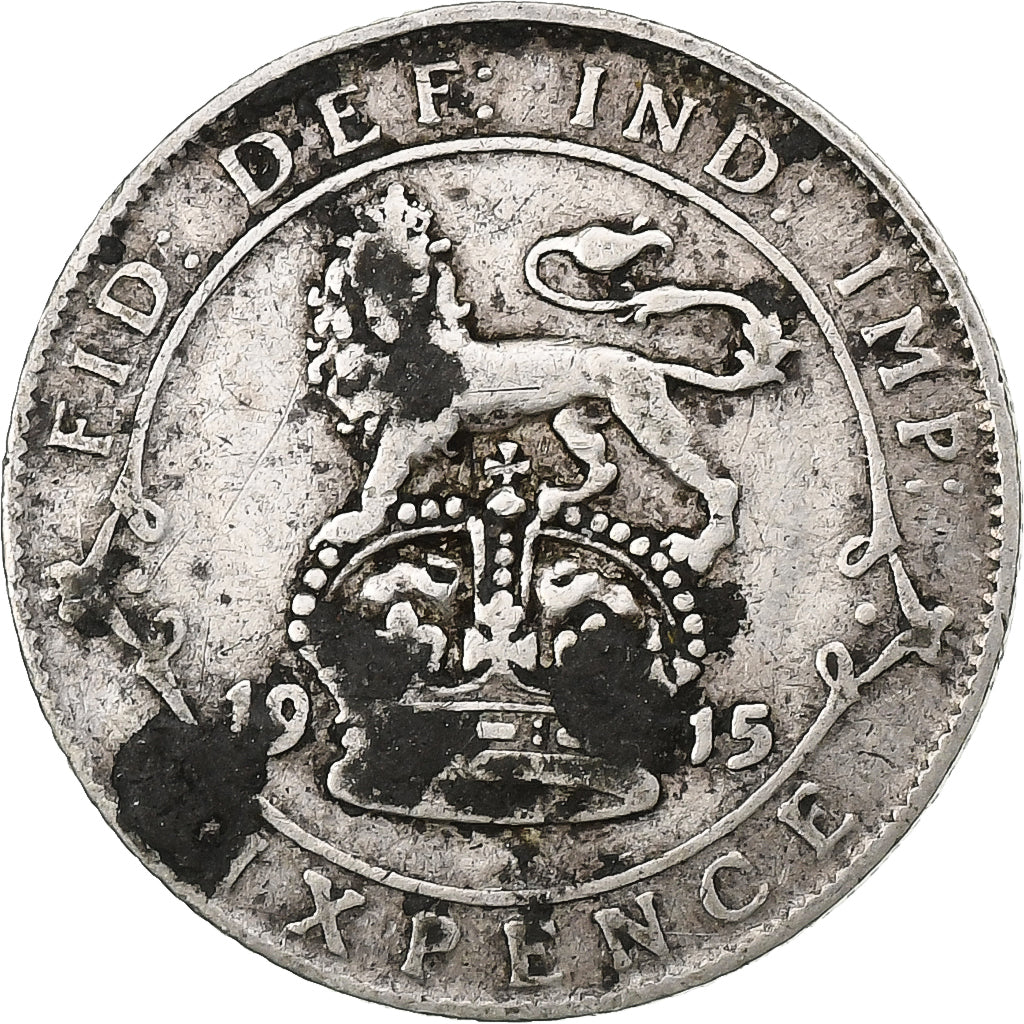 Great Britain, George V, 6 Pence, 1915, London, Silver, VF(20-25), KM:815