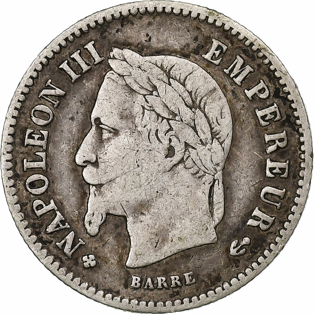 Frankrijk, Napoleon III, 20 Centimes, 1867, Strasbourg, Zilver, FR, Gadoury:309