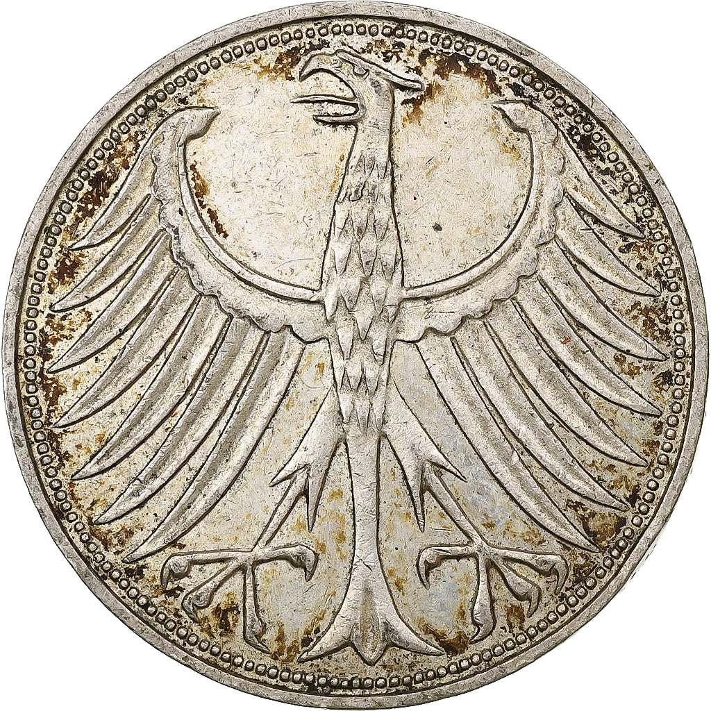 Germania, 5 Mark, 1965, Hamburg, Argento, MB+