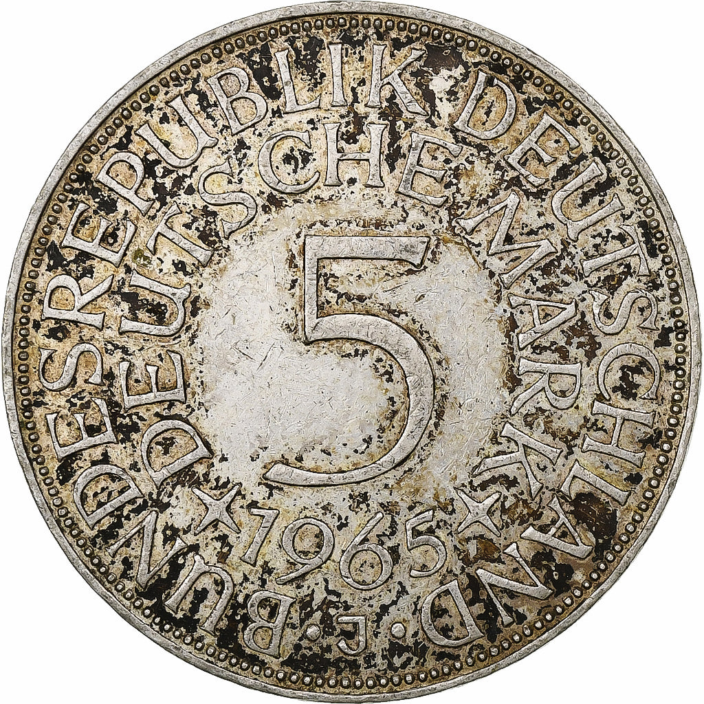 Germania, 5 Mark, 1965, Hamburg, Argento, MB+