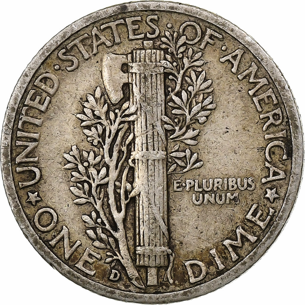 United States, Mercury Dime, 1940, Denver, Silver, VF(20-25)