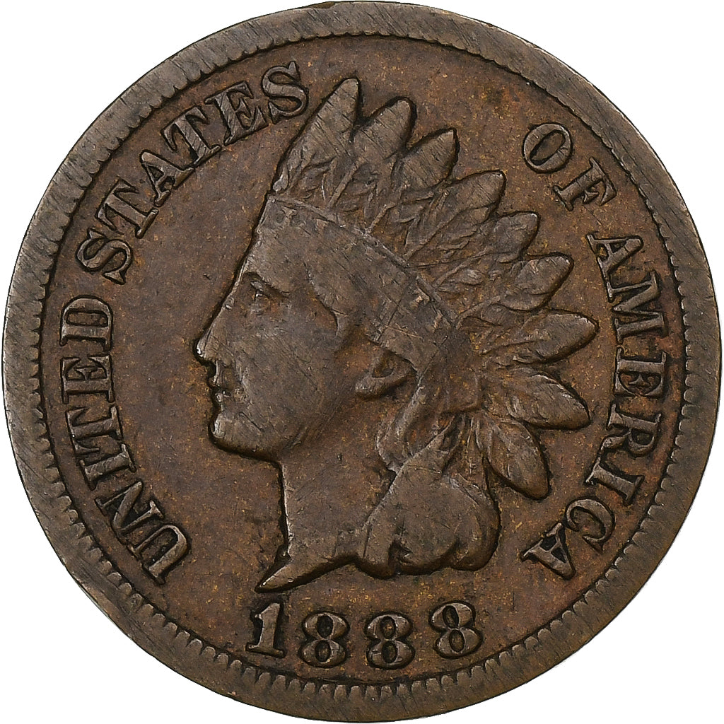 United States, Cent, Indian Head, 1888, U.S. Mint, Bronze, AU(55-58)
