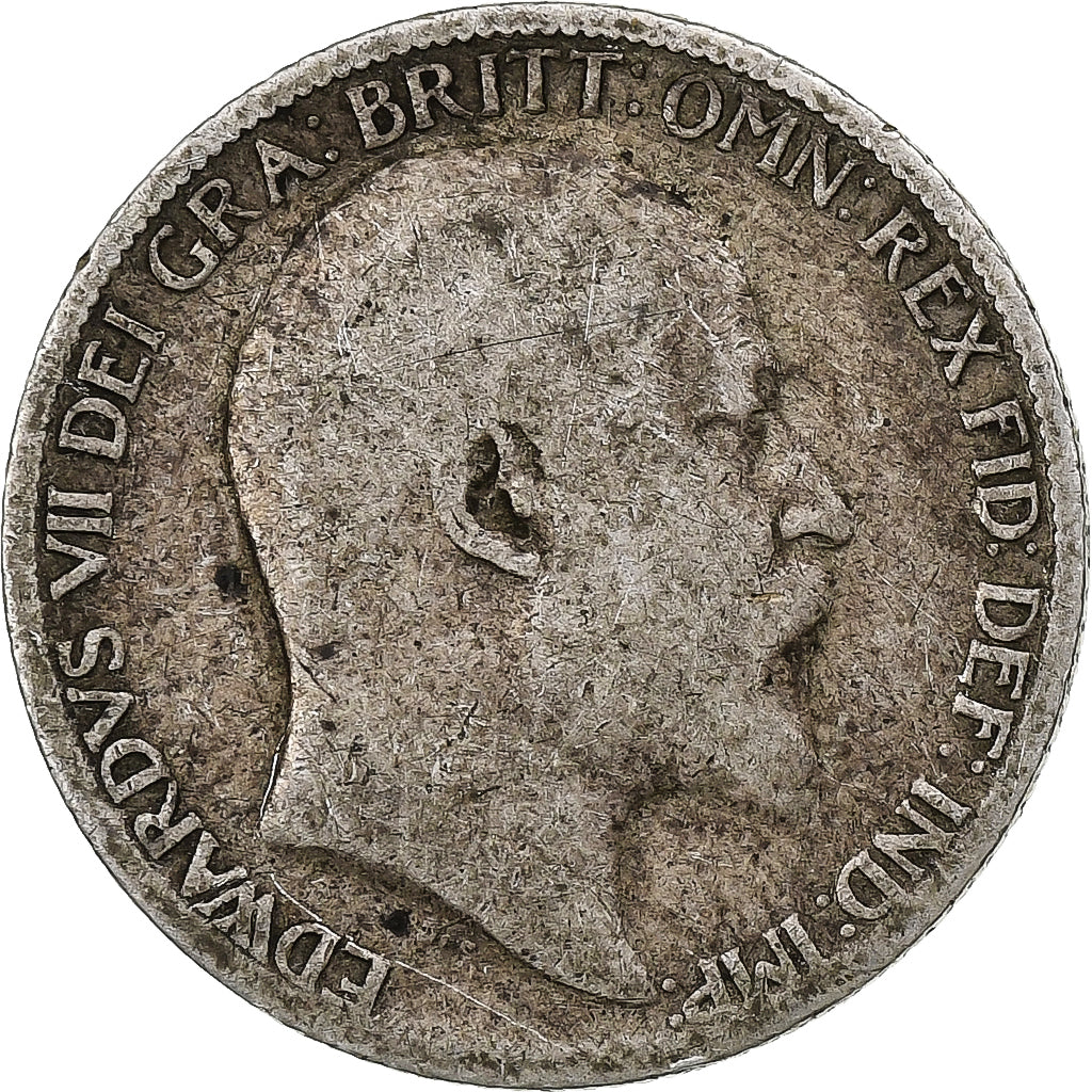 Great Britain, Edward VII, 6 Pence, 1907, British Royal Mint, Silvered bronze