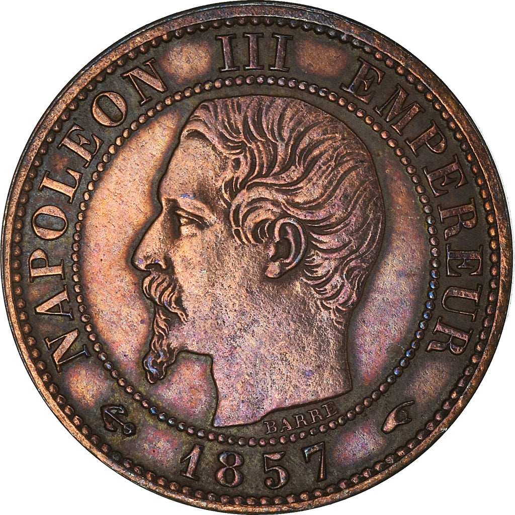 Moneda, Francia, Napoleon III, Centime, 1857, Paris, MBC+, Bronce, KM:775.1