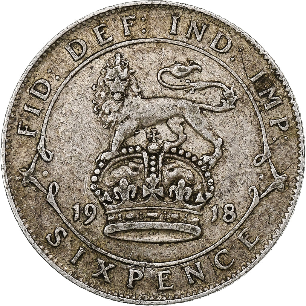 Great Britain, George V, 6 Pence, 1918, London, Silver, VF(20-25), KM:815