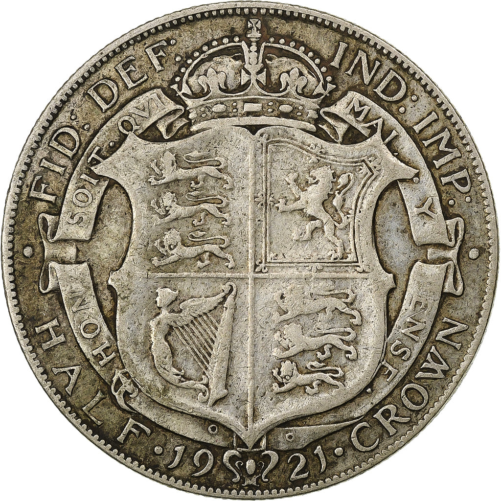 Great Britain, George V, Half crown, 1921, British Royal Mint, Silver, VF(20-25)
