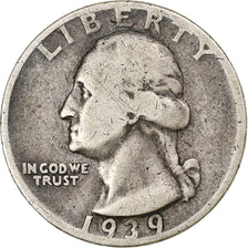 United States, Washington Quarter, 1939, Philadelphia, Silver, VF(20-25)
