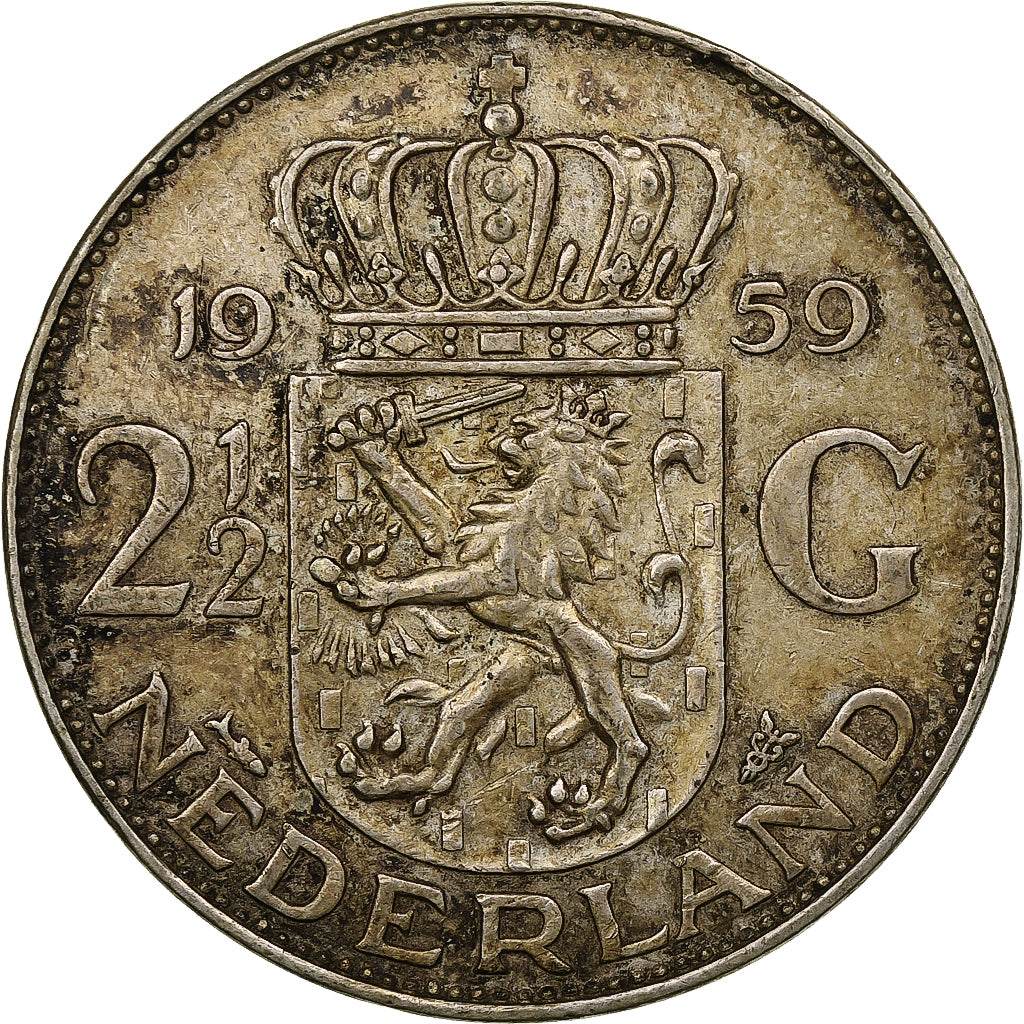 Pays-Bas, Juliana, 2-1/2 Gulden, 1959, Utrecht, Argent, TB+