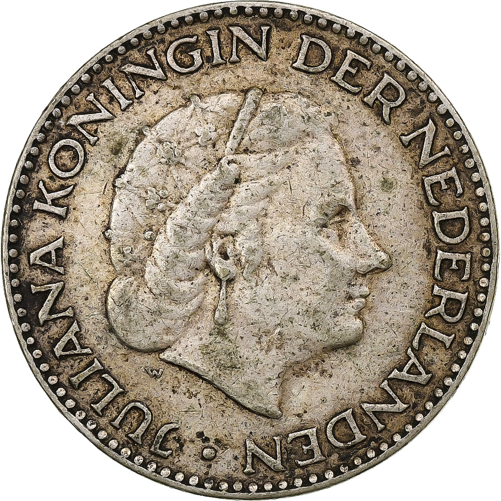 Países Baixos, Juliana, Gulden, 1954, Utrecht, Prata, VF(20-25)