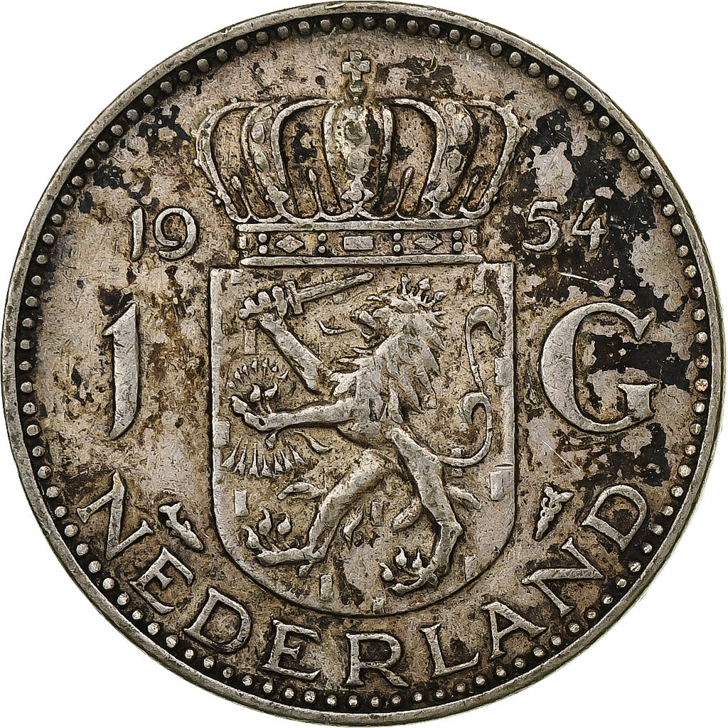Países Baixos, Juliana, Gulden, 1954, Utrecht, Prata, VF(20-25)
