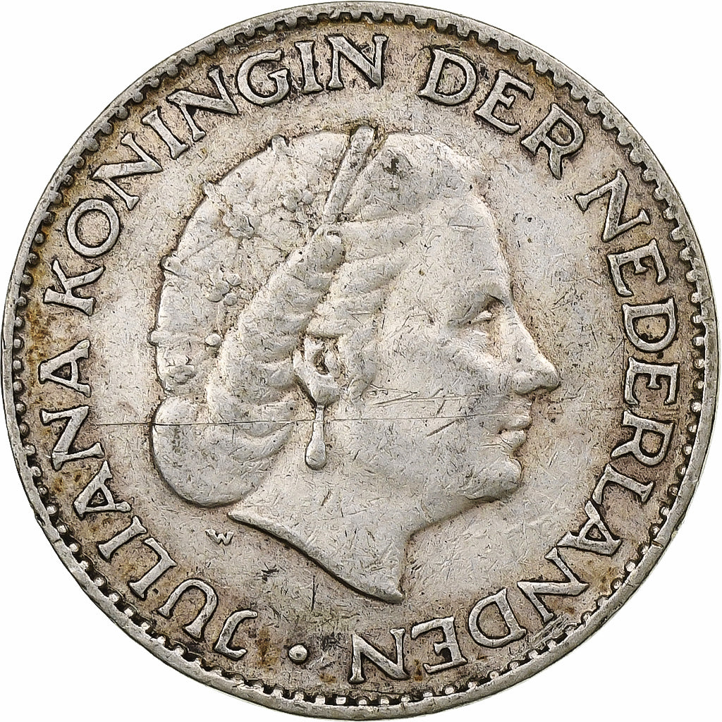 Países Baixos, Juliana, Gulden, 1955, Utrecht, Prata, VF(20-25)