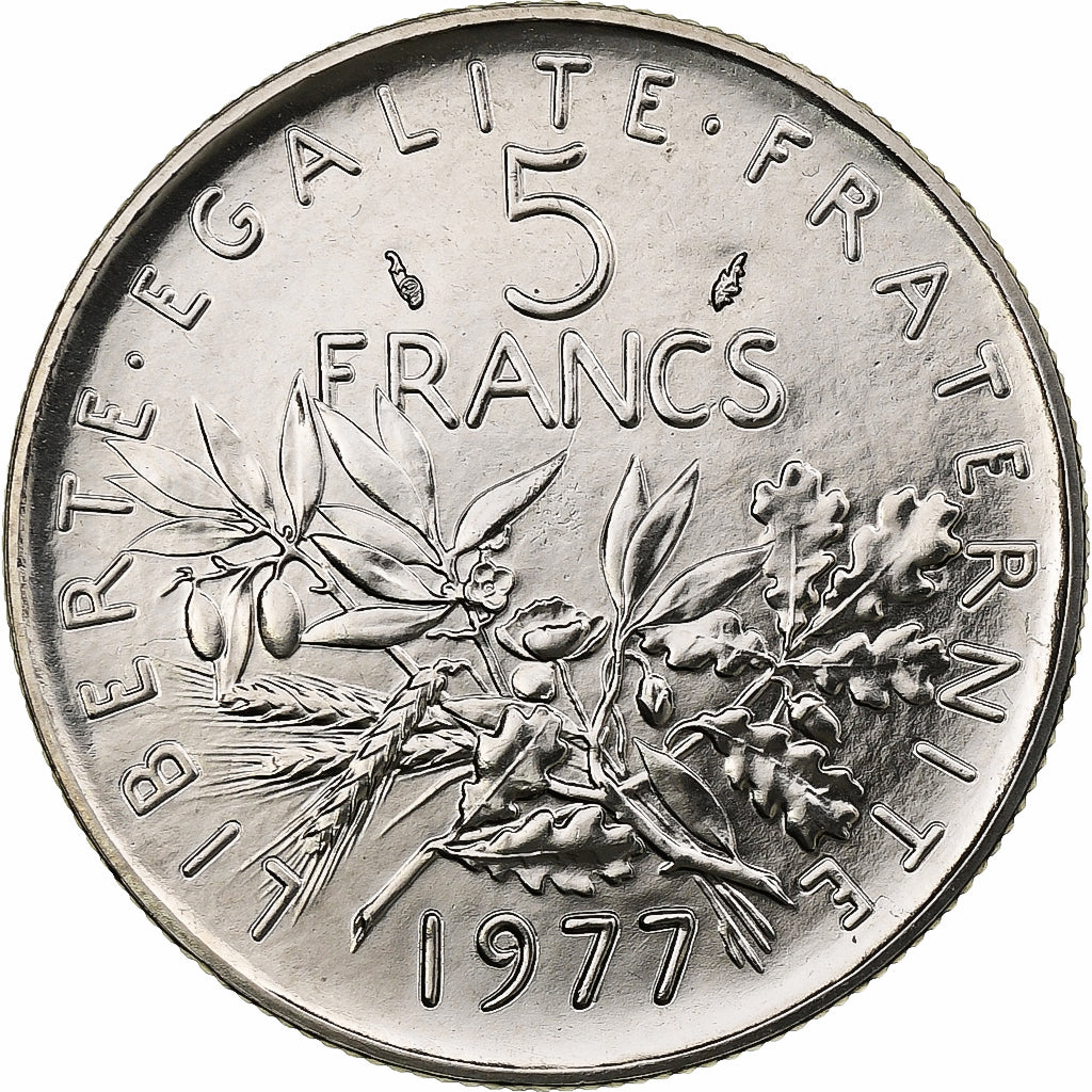 Francia, 5 Francs, Semeuse, 1977, Pessac, Rame-nichel, SPL, Gadoury:771