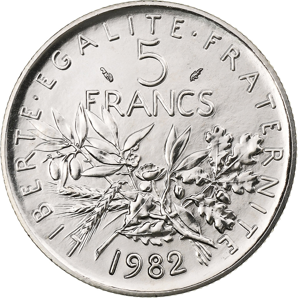 Francia, 5 Francs, Semeuse, 1982, Pessac, Rame-nichel, SPL, Gadoury:771
