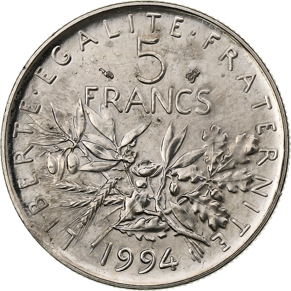 Francia, 5 Francs, Semeuse, 1994, Pessac, Rame-nichel, SPL, Gadoury:771