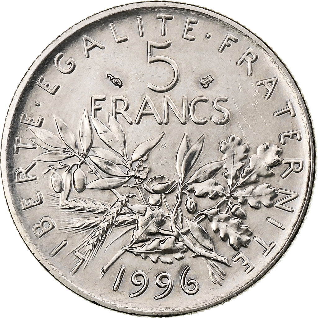 Francia, 5 Francs, Semeuse, 1996, Pessac, Rame-nichel, SPL, Gadoury:771