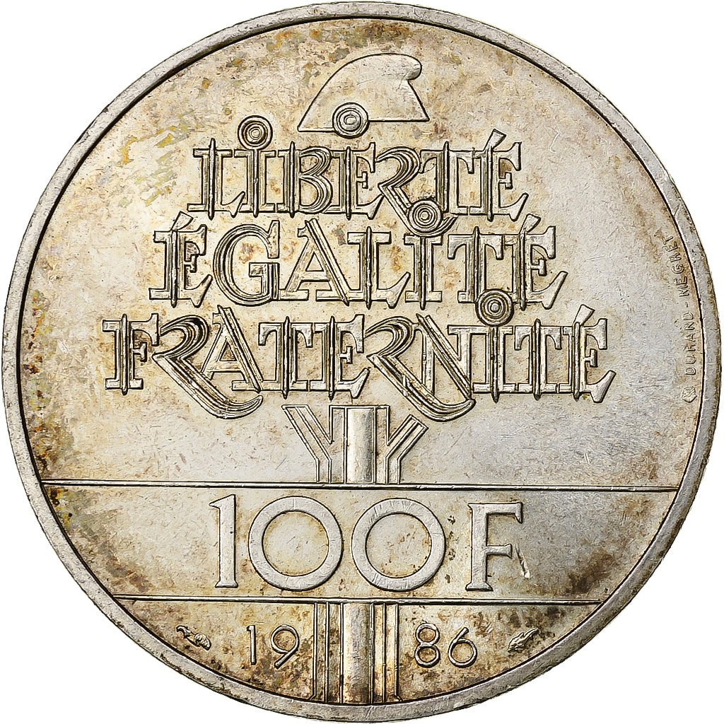 France, 100 Francs, 1986, Pessac, Silver, AU(55-58)