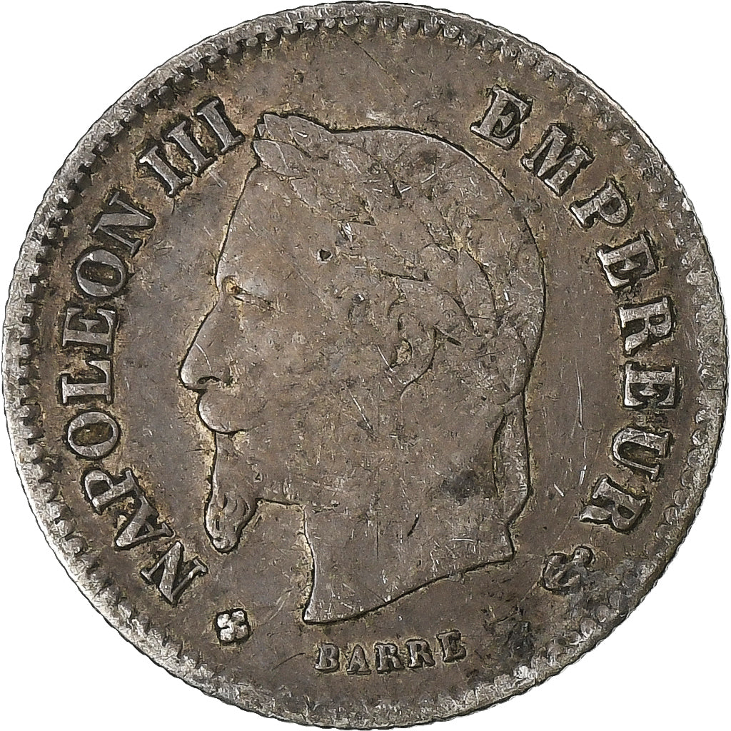 Frankrijk, Napoleon III, 20 Centimes, 1867, Strasbourg, Zilver, FR
