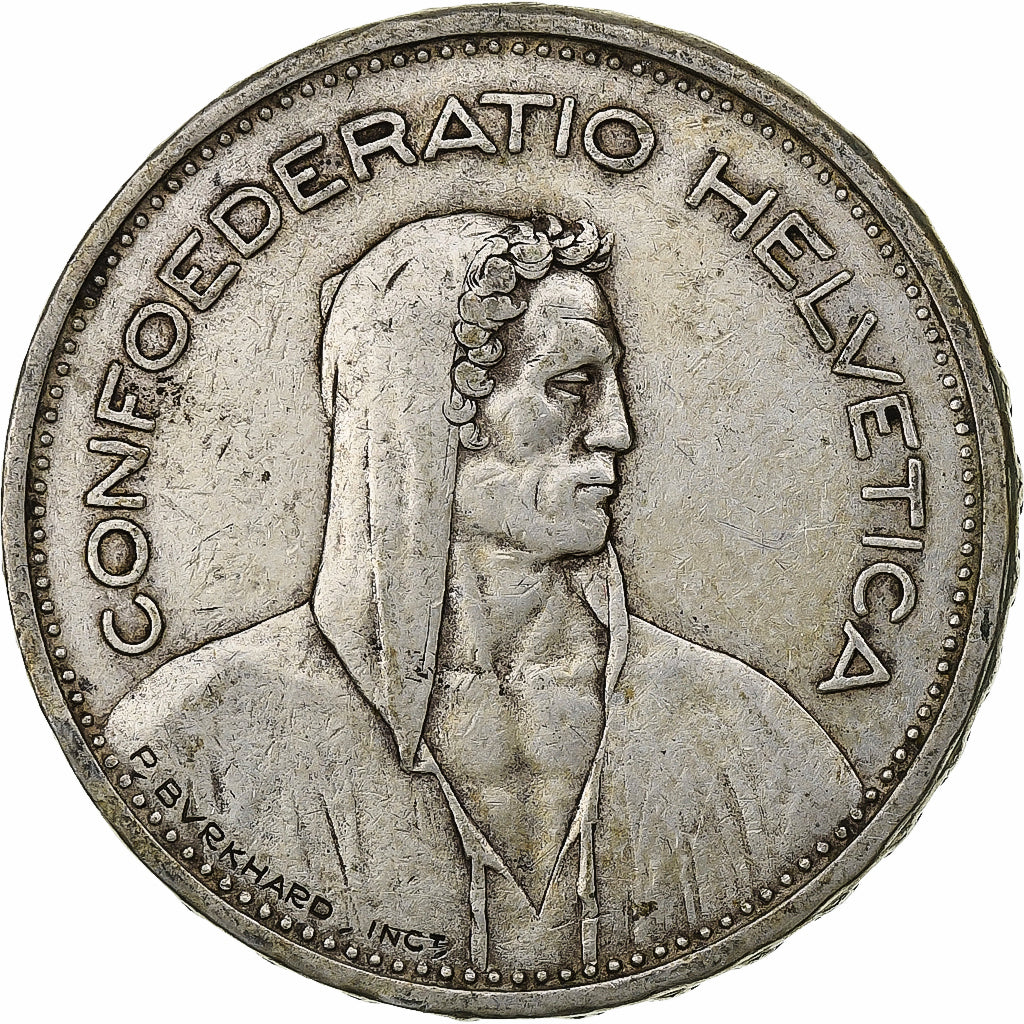 Suiza, 5 Francs, 1931, Bern, Plata, BC+