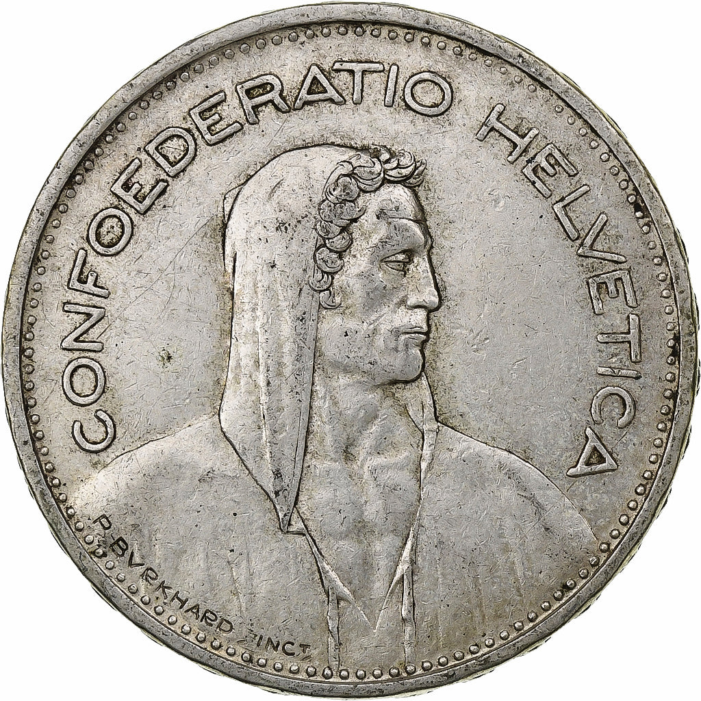 Suiza, 5 Francs, 1932, Bern, Plata, MBC