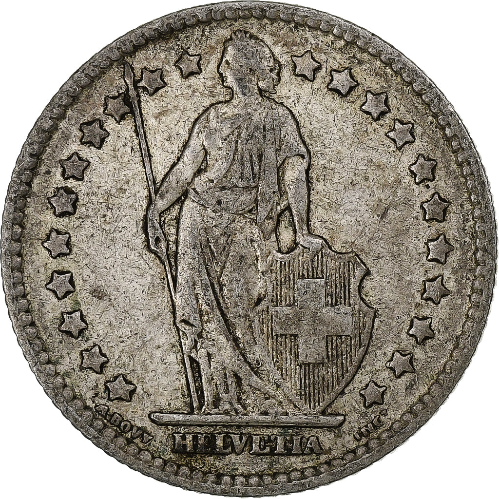 Suiza, Franc, 1912, Bern, Plata, BC+