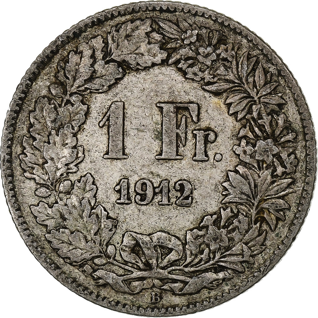 Suiza, Franc, 1912, Bern, Plata, BC+