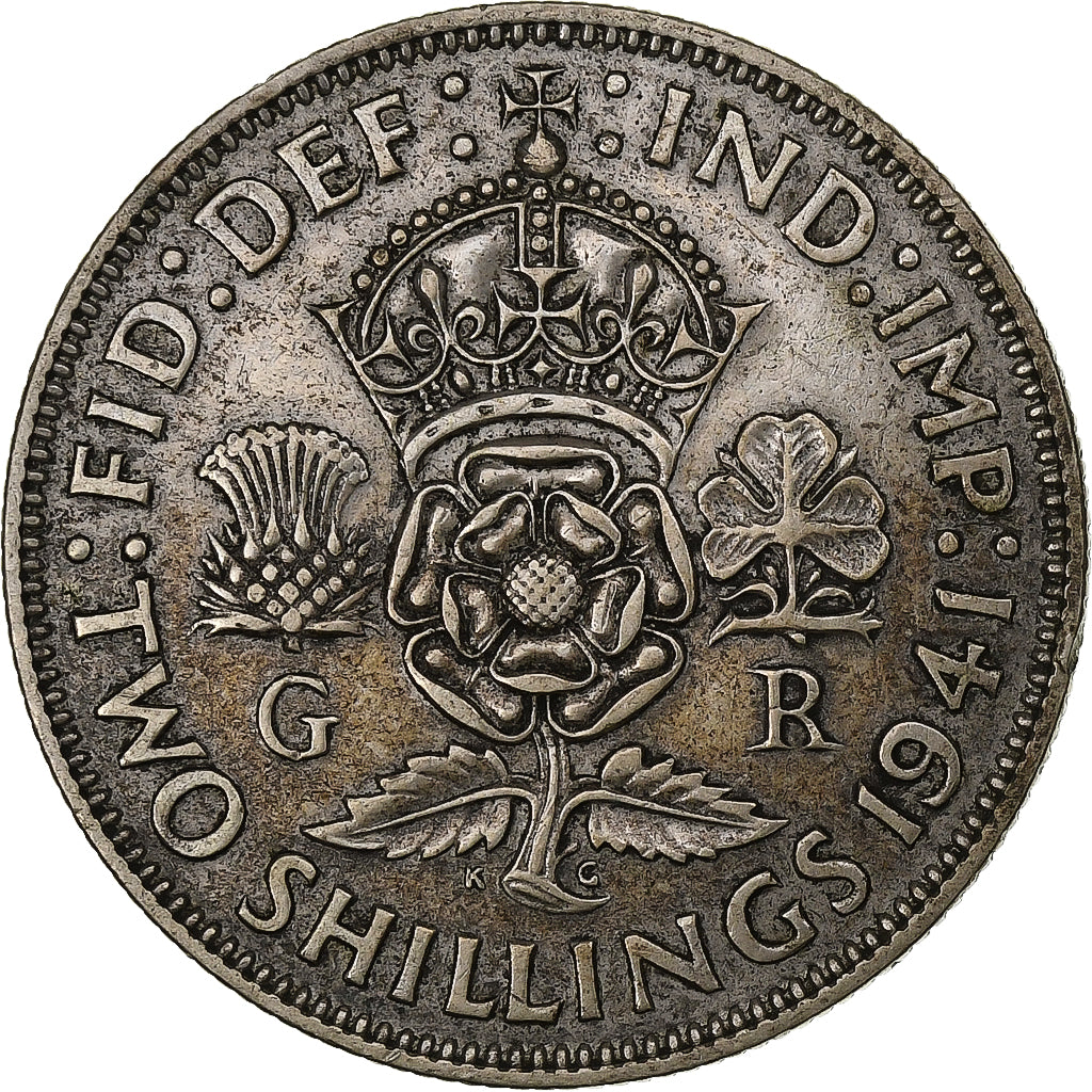 Great Britain, George VI, 2 Shillings, 1941, British Royal Mint, Silver