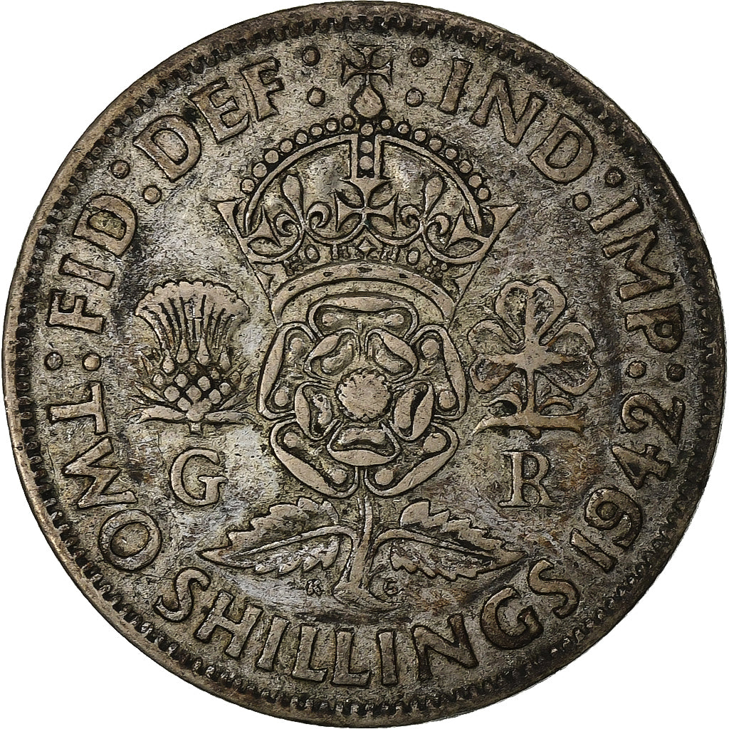 Great Britain, George VI, 2 Shillings, 1942, British Royal Mint, Silver