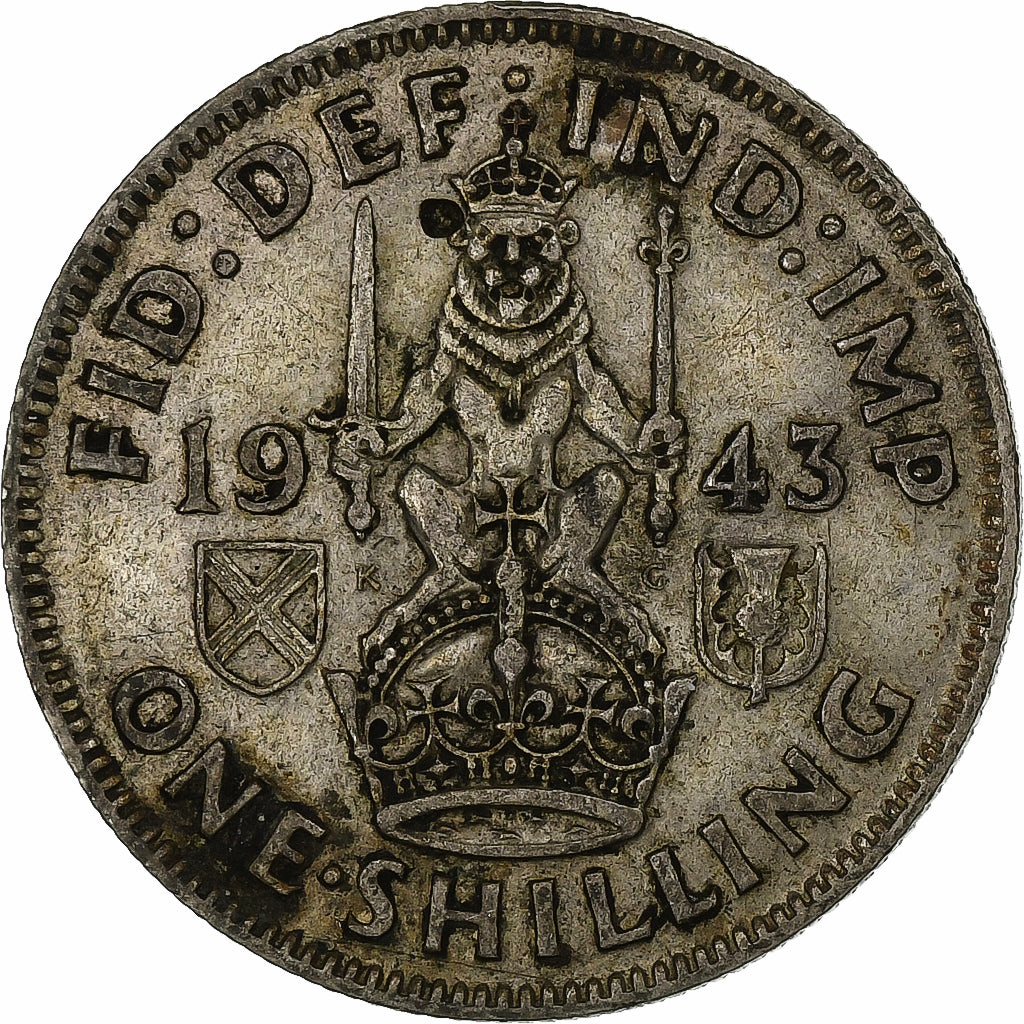 Great Britain, George VI, Shilling, 1943, British Royal Mint, Silver, VF(20-25)