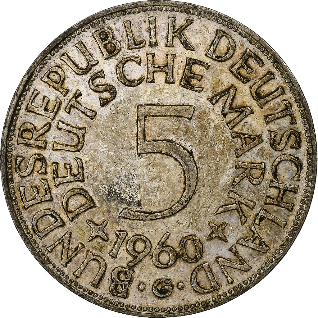Germany, 5 Mark, 1960, Karlsruhe, Silver, VF(30-35)