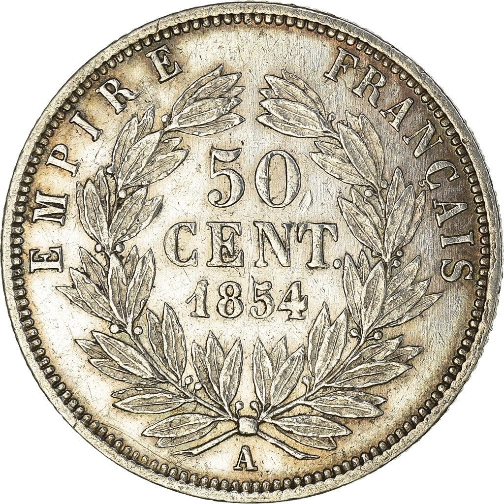 Coin, France, Napoleon III, 50 Centimes, 1854, Paris, AU(50-53), Silver