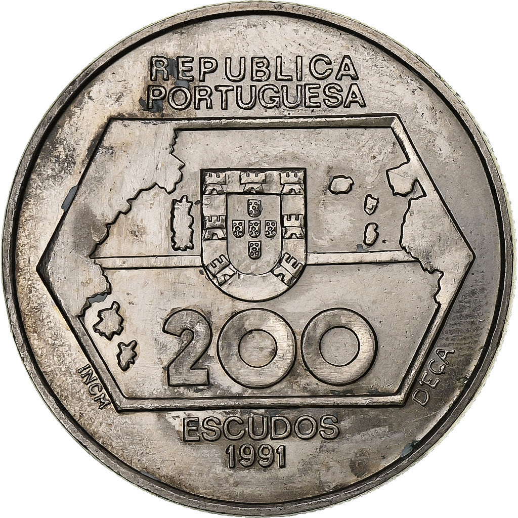 Portugal, 200 Escudos, Westward Navigation, 1991, Lisbon, Copper-nickel