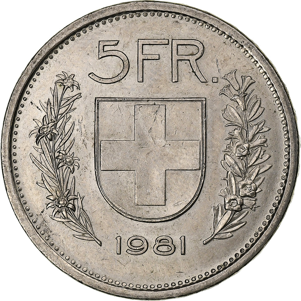 Zwitserland, 5 Francs, 1981, Bern, Zilver, PR