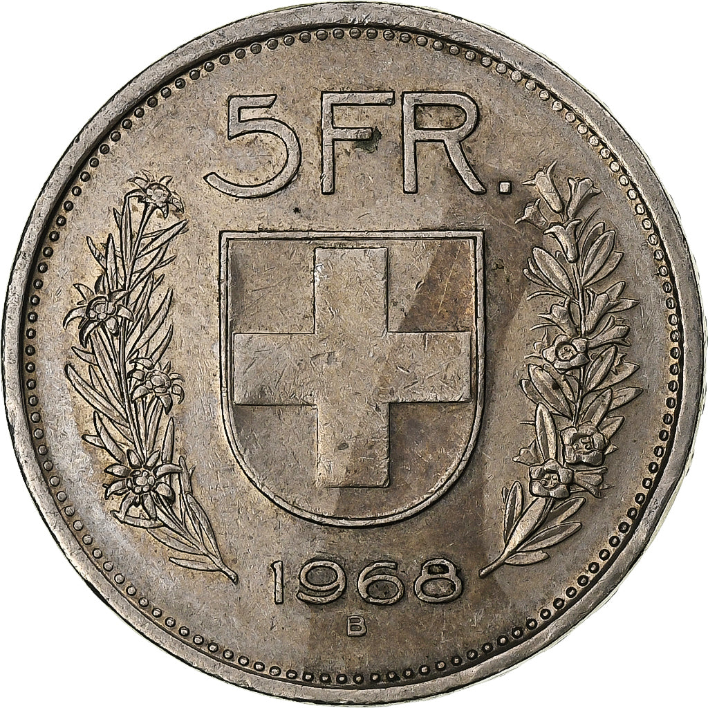 Suisse, 5 Francs, 1968, Bern, Argent, SUP