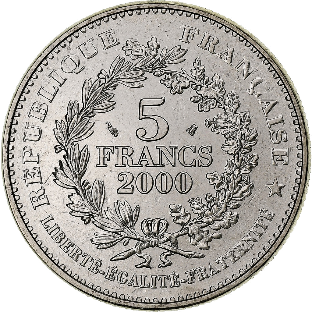 France, 5 Francs, Écu d'or Saint Louis, 2000, Pessac, Cupro-Aluminium, MS(65-70)
