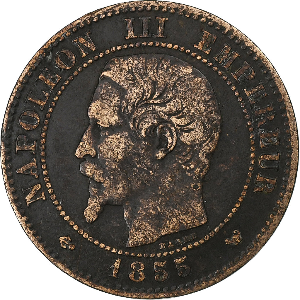 France, 2 Centimes, 1855, Lille, Bronze, VF(20-25), Gadoury:103