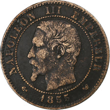 France, 2 Centimes, 1855, Lille, Bronze, VF(20-25), Gadoury:103