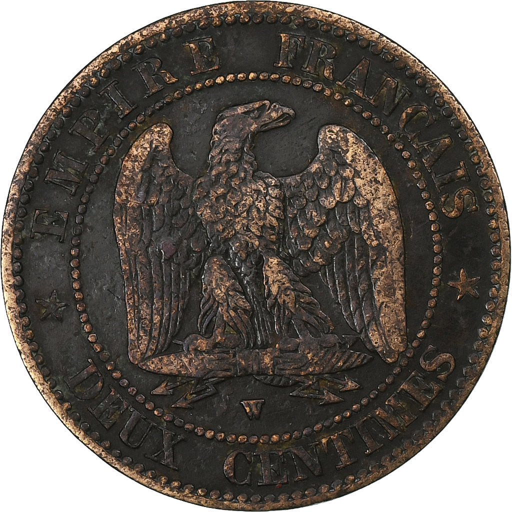 France, 2 Centimes, 1855, Lille, Bronze, VF(20-25), Gadoury:103