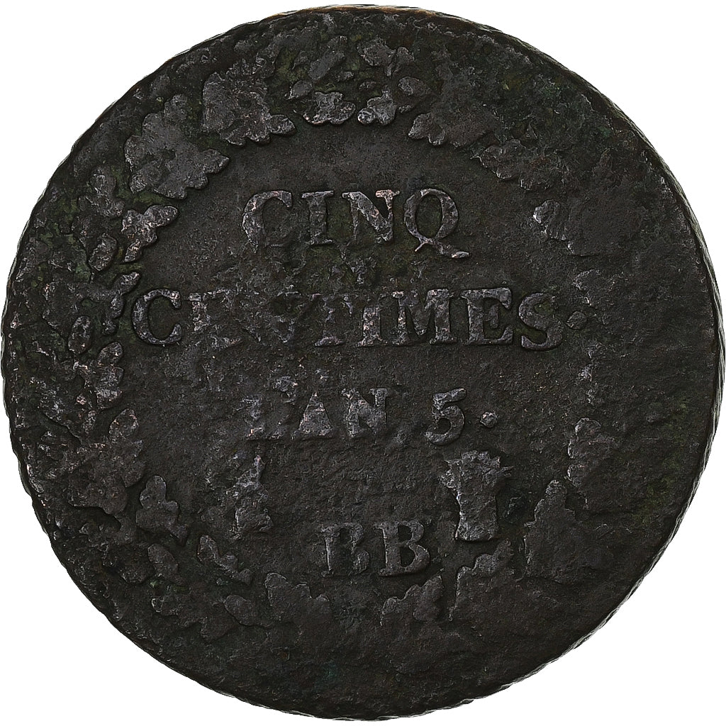 Francia, 5 Centimes, Dupré, AN 5, Strasbourg, Rame, MB